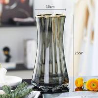 ราคา MUJI High end light luxury creative simple primary color glass vase transparent water cultured flowers lily Nordic net red living room flower arrangement (19842995838)