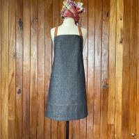 ราคา ผ้ากันเปื้อน ผ้ายีนส์สีดำ สายไขว้หลังปรับระดับความยาวได้ D บริการเก็บเงินปลายทาง (15970409677)