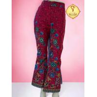 ราคา กางเกงขายาว ทรงขาม้า ผ้าถุงลายโสร่ง สีแดงบานเย็น (21006197272)