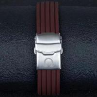 ราคา Gull Eggplant Silicone Watch Strap Original Omega New and Old Seamaster 300 Speedmaster Butterfly Rubber Mechanical Watch Strap (20264833932)