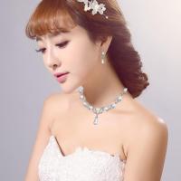 ราคา Elegant Leaf Shape Long Water Drop Diamond Pearl Necklace For Women Original Earring Jewelry Set Bridal Wedding Crystal Diamond Pearl Necklace Earrings Two piece Jewelry Set (18731992954)