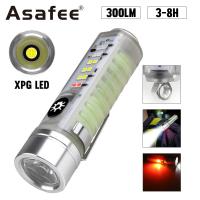 ราคา Asafee S22 EDC Mini Flashlight XPG LED 300LM Red Blue UV Light 200 Range Torch Rechargeable Magnetic Waterproof Lantern Keychain (19724672045)