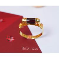 ราคา แหวนพลอยโกเมน โกเมนแท่ง เม็ดเดี่ยว แหวนสไตล์น่ารัก สวมได้หลากหลายโอกาส ตัวเรือนทองคำแท้ 18K การันตี พร้อมใบรับประกันจากทางร้าน (12488748501)