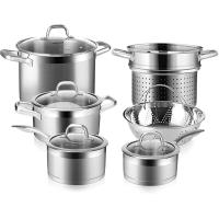 ราคา Duxtop Professional Stainless Steel Induction Cookware Set 10PC Kitchen Pots and Pans Set Heavy Bottom with Impact bonded Technology (10906392232)