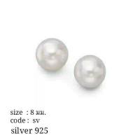 ราคา ต่างหูเงินแท้ ต่างหูผู้หญิง มุกเม็ดเล็ก 5มม และมุกเม็ดใหญ่ 8มม มุกติดหู เงินแท้ 100 (7756260223)