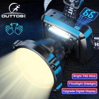 ราคา Outtobe ไฟหน้าไฟหน้ารถมอเตอร์ไซค์แบบ LED จอแสดงผลดิจิตอลไฟหน้าสุดสว่างไฟฉายคาดหัวแบบชาร์จได้1000เมตรไฟหน้าตรวจจับอัจฉริยะไฟฉายคาดหัวแบบชาร์จได้การส่องสว่างสำหรับการวิ่งตกปลาการผจญภัยในป่า (20854832037