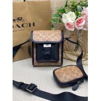 ราคา พร้อมส่ง กระเป๋าสะพาย ผู้ชาย หนังน้ำตาลตัดดำ เท่ๆ ทรงสี่เหลี่ยม มีกระเป๋าใบเล็กห้อย ปรับสายได้ งานเป๊ะ อุปกรณ์ครบ ถ่ายจากสินค้าจริง (17283332696)