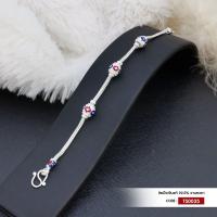 ราคา สร้อยข้อมือเงินแท้ 92 5 งานลงยา เม็ดกลม งานทำมือ TS0035 (20401571601)