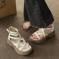 ราคา LYSBAG ส่งจากไทย รองเท้าส้นตึก รองเท้าแตะผู้หญิงแฟชั่น รองเท้าส้นตึกผู้หญิงเกาหลี สายไขว้ สไตล์เกาหลี (19470081984)