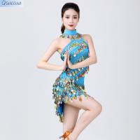 ราคา ชุดกระโปรงสั้นปักเลื่อมสำหรับการแสดงบนเวทีชุดปักเลื่อมชุดเต้นรำละตินมีพู่สีชุดเดรสเต้นรำเต้นระบำหน้าท้อง (19394327908)