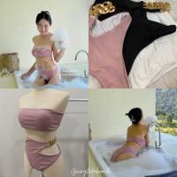 ราคา พร้อมส่ง ชุดว่ายน้ำหญิง บิกินี่ เกาะอก กางเกงเอวสูง ขาเว้าแบบสายฝอ ผ้าดีมาก งาน SHEIN (16914387399)