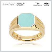 ราคา Gemondo แหวนผู้ชายเงินแท้ 925 ชุบทอง 18K ประดับเทอร์ควอยซ์ Turquoise ทรงแปดเหลี่ยมหน้าเรียบ แหวนพลอยผู้ชาย (15218153889)