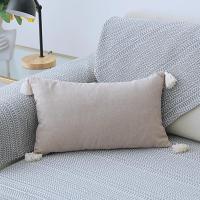 ราคา Cotton Linen Cushion Cover 30x50cm 45x45cm Pillow Cover Beige Grey Blue Yellow Boho Style Tassles for Sofa BedHome Decorative (20803392970)