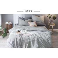ราคา MUJI Japanese style unprinted style A class cotton Tianzhu cotton washed cotton striped grid homestay student four piece quilt cover (20324912035)