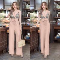 ราคา จั้มสูทขายาวแขนกุด คอปก อกแต่งลาย BBR มีเชือกผูกเอว งานสุดหรู ทรงเข้ารูปสวย (17325873865)