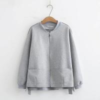 ราคา มีไซส์ใหญ่ Plus Size Womens Spring Autumn Zip Up Jackets Long Sleeved Large Size Plain Outerwear (12948675581)