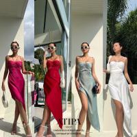 ราคา Atipashop FRESIA DRESS เดรสซาติน ไขว้หลัง ปลายกระโปรงเฉียง (18551284476)