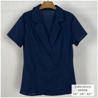 ราคา Laboratory 8690 เสื้อทำงาน เสื้อสมัครแอร์ ทรงคอปกสูทแขนสั้น (16408528009)