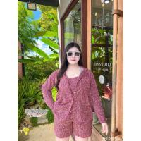ราคา สาวอวบ เซ็ตสายเดี่ยวเสื้อคลุมแขนยาวกราฟฟิก เซ็ต 3 ชิ้น สายเดี่ยว เสื้อคลุมแขนยาว กางเกงขาสั้น งานผ้าไหมอิตาลีพิมพ์ลาย (20607361211)