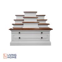 ราคา ผ่อน 0 Livinghome FurnitureMall โต๊ะหมู่บูชา โต๊ะพระ หมู่ 9 ไม้จริง สีขาว ขนาดกว้าง 120 ซม แบบนั่งกราบ (11215796357)