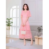 ราคา Dressyhappy เดรสยาว เดรสแขนสั้นคอวี เดรสทรงน่ารักสวยหวาน ผ้านิ่ม รุ่นปักลูกไม้ลายดอกสามมิติ มีไซส์สาวอวบ size M 3XL (15832009321)