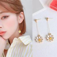 ราคา Cutewomen2020 คู่ของต่างหูแฟชั่นเกาหลีเดซี่ดอกทานตะวันสีเหลืองยาวจี้ต่างหูเม็ดเดี่ยวของขวัญเด็กสาวต่างหูต่างหูรูปหยดน้ำ (3641452315)