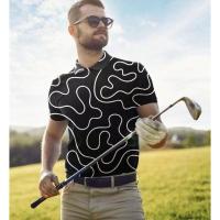 ราคา Europe and America mens clothing 2022 summer new 3D printing leisure sports golf short sleeved polo shirt lapel top (20529013458)