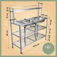 ราคา Vliving ซิ้งค์ล้างจาน อ่างล้างจานอลูมิเนียม 2หลุม3ชั้น มีข้าง มีบน ลดราคา ร้าน PP702 (4299926451)