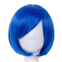 ราคา Fei แสดงบ๊อบผมปรกหน้าแบบเฉียงสั้นวิกผมลอนสีม่วงสีส้มสีน้ำเงินสีแดงสีขาวผมปลอมสีดำทนความร้อนได้วิกผมผู้หญิง (19940213304)