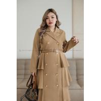 ราคา DS50 เดรสสูทน้ำตาลยาวระบาย เสื้อผ้าพลัสไซส์ Plussize fashion ชุดคนอ้วน แฟชั่นสาวอวบ (20746411951)
