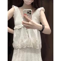 ราคา ZARA สเวตเตอร์ลูกไม้ถักคอวีแขนกุดแสนหวานเซ็กซี่สำหรับฤดูร้อนเสื้อคล้องคอ3991055 746 (20435837013)