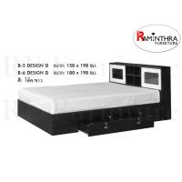 ราคา Raminthra Furniture เตียงนอน 5ฟุต บานเลื่อน ที่นอนสปริง 5ฟุตQC สีโอ๊คขาว Bed (1450544431)