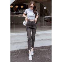 ราคา Acasey กางเกงยีนส์ผู้หญิง ขายาว เอวสูง ทรงบอยสลิม ผ้ายืด ไซส์ S 5XL (16412586968)