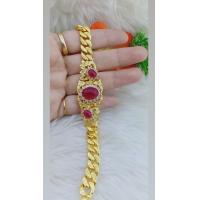 ราคา ข้อมือ ทองเพชรซีก พลอยแดงชาตั้มหัวหลังเบี้ย ข้อมือเลสสวยงาม (16486010600)