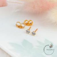 ราคา ต่างหูเพชรเม็ดเดียว สีทอง24K ต่างหูกลมเพชรเจ้าสาว ต่างหูใส่ออกงาน พร้อมส่ง (16984904223)