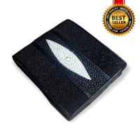 ราคา กระเป๋าสตางค์ปลากระเบน กระเป๋าปลากระเบน เหมาะสำหรับผู้หญิง และผู้ชาย สีดำ หนังปลากระเบนแท้ หรูหรา ฉ่ำแวว สุดงาม แถมกล่อง (15723867387)