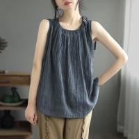 ราคา มีไซส์ใหญ่ Plus Size M 4XL Womens Sleeveless Summer Tanks Solid Color Fashion A line Female Tops Vintage Cotton Linen Camisoles (19370536312)