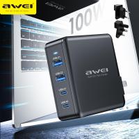 ราคา Awei PD48 100W เครื่องชาร์จ GaN PD ชาร์จเร็วเดินทางกับ UK EU ปลั๊ก US หลายปลั๊กตัวแปลง2 Type C 2 USB เครื่องชาร์จสำหรับ Ipad Pro MacBook M2 iPhone 14 13 Pro Max iPhone 14 Plus XR Macb (19951996746)