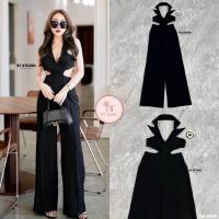 ราคา BT 0618 จั๊มสูทสีดำ จั๊มสูทขายาว (19973626555)