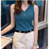ราคา เสื้อกล้าม แขนกุด เสื้อไหมพรมผ้าร่อง แต่งกระดุม (19281470734)
