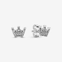 ราคา 925 Sterling Silver Crown Stud Earrings Rose Gold Pink Cubic Zirconia Earring Jewelry Gift For Women (21020921850)