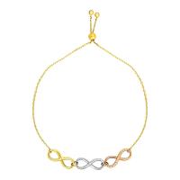 ราคา สร้อยข้อมือแบบปรับได้ สัญลักษณ์อินฟินิตี้ ทองคำแท้สามกษัตริย์ 14k Bracelet model adjustable have infinity symbol 14K yellow gold three color (1391498833)