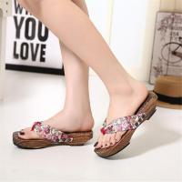 ราคา Cosplay Japanese Geta Clogs Kimono Shoes Women Flats Wooden Bottom Summer Beach Flip flops Floral Sandals Wood Japanese Slippers (13316261184)