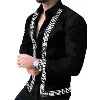 ราคา STYLEF Men Long Sleeve Slim Fit Button Down Shirts Floral Casual Muscle T shirt Tops Formal Black and White Long Sleeve Shirt STYLEF Fashion 9113 (20387778420)