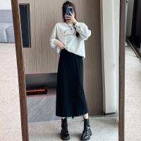 ราคา กระโปรงผ้าถักฤดูใบไม้ร่วงและฤดูหนาวกระโปรงทรงดินสอผ่าแสกสะโพกแบบยาวปานกลางสำหรับผู้หญิงกระโปรงทรงสอบไหมพรมเอวสูงทรงหลวมหนาพิเศษ (20570519468)