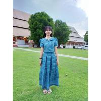 ราคา ชุดเดรสผ้าไทย ผ้าฝ้ายหมักโคลนพิมพ์ลาย (19383912962)