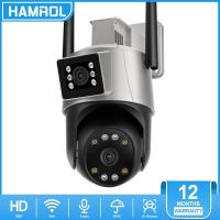 ราคา Hamrol 8MP 4K WiFi Camera Dual Lens PTZ IP Camera Outdoor Two Way Audio CCTV Security Camera Color Night Vision Surveillance Camera ICsee APP (20044607779)