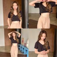 ราคา BEMYCHIC เสื้อครอปคอวี หน้าสั้นหลังยาว Basic V Crop top ครอปท็อปรุ่น Vivie (16620971034)
