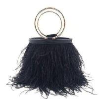 ราคา 2022ใหม่ขนนกกระจอกเทศจริงกระเป๋ากระเป๋าสะพายไหล่สุภาพสตรีเก๋กระเป๋าคลัทช์ตอนเย็นกระบอกรูปโซ่กระเป๋าสะพายข้าง (14172949480)