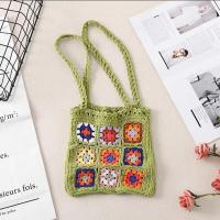 ราคา Casual Handcrafted Shopping Bag Unique Design Womens Handbag New Handbag For Women Handmade Crochet Weaving Grandmother Grid Shoulder Bag Vintage Crochet Shoulder Bag (19650476020)